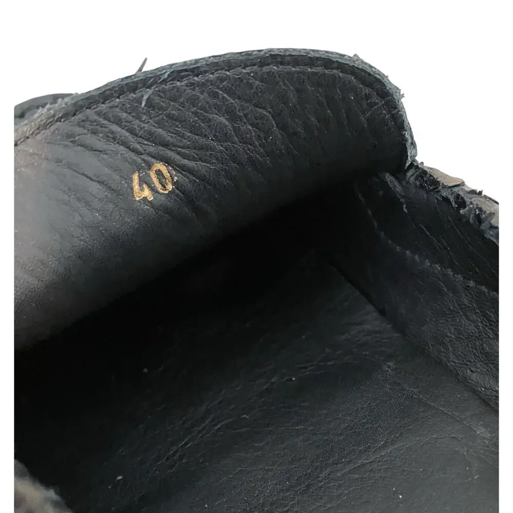 M Gemi The Felize Moccasin Loafer Sz 40 US 9 Black Snake Preppy Designer‎ Italy